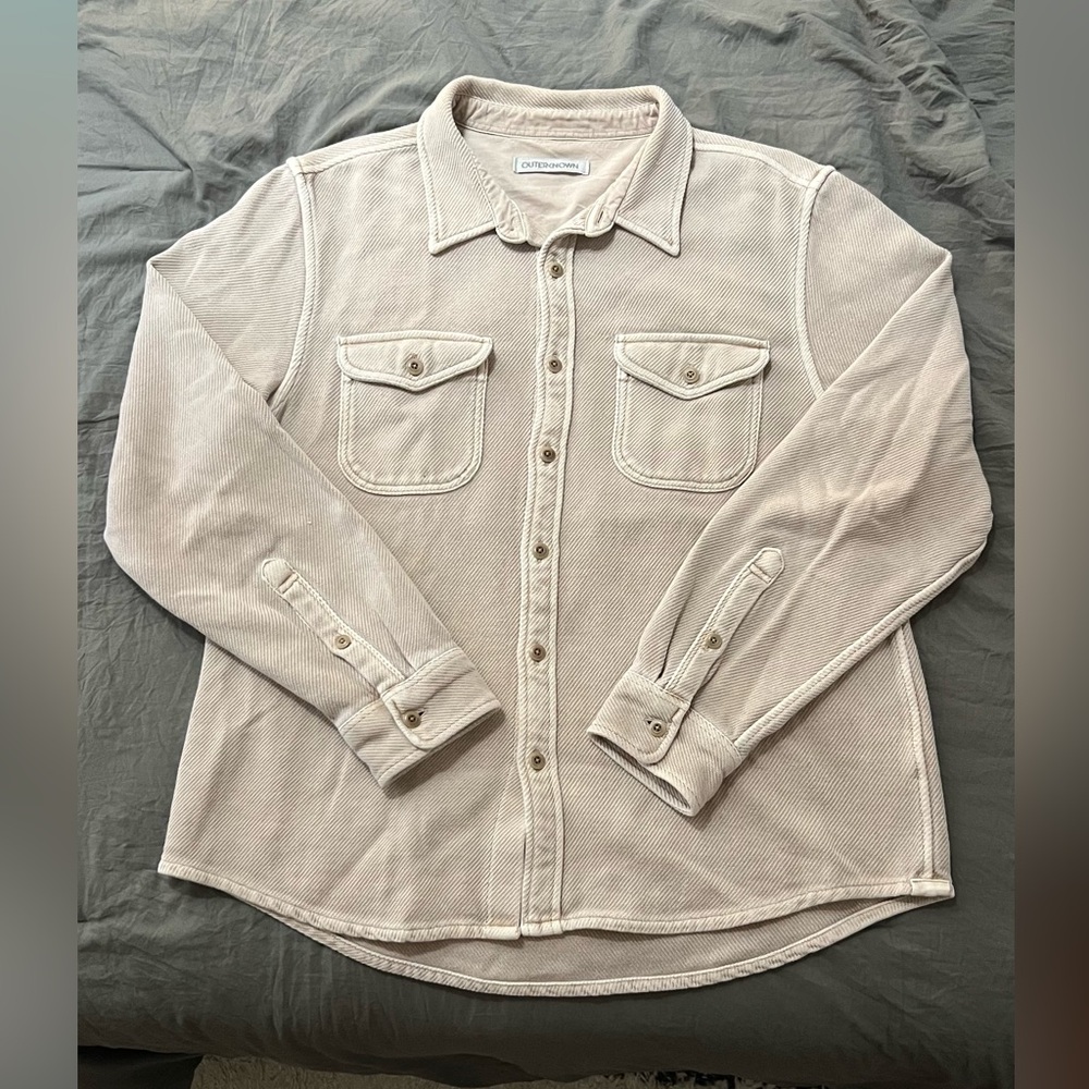 Outerknown Men's Cream Button-Down Casual Shirt